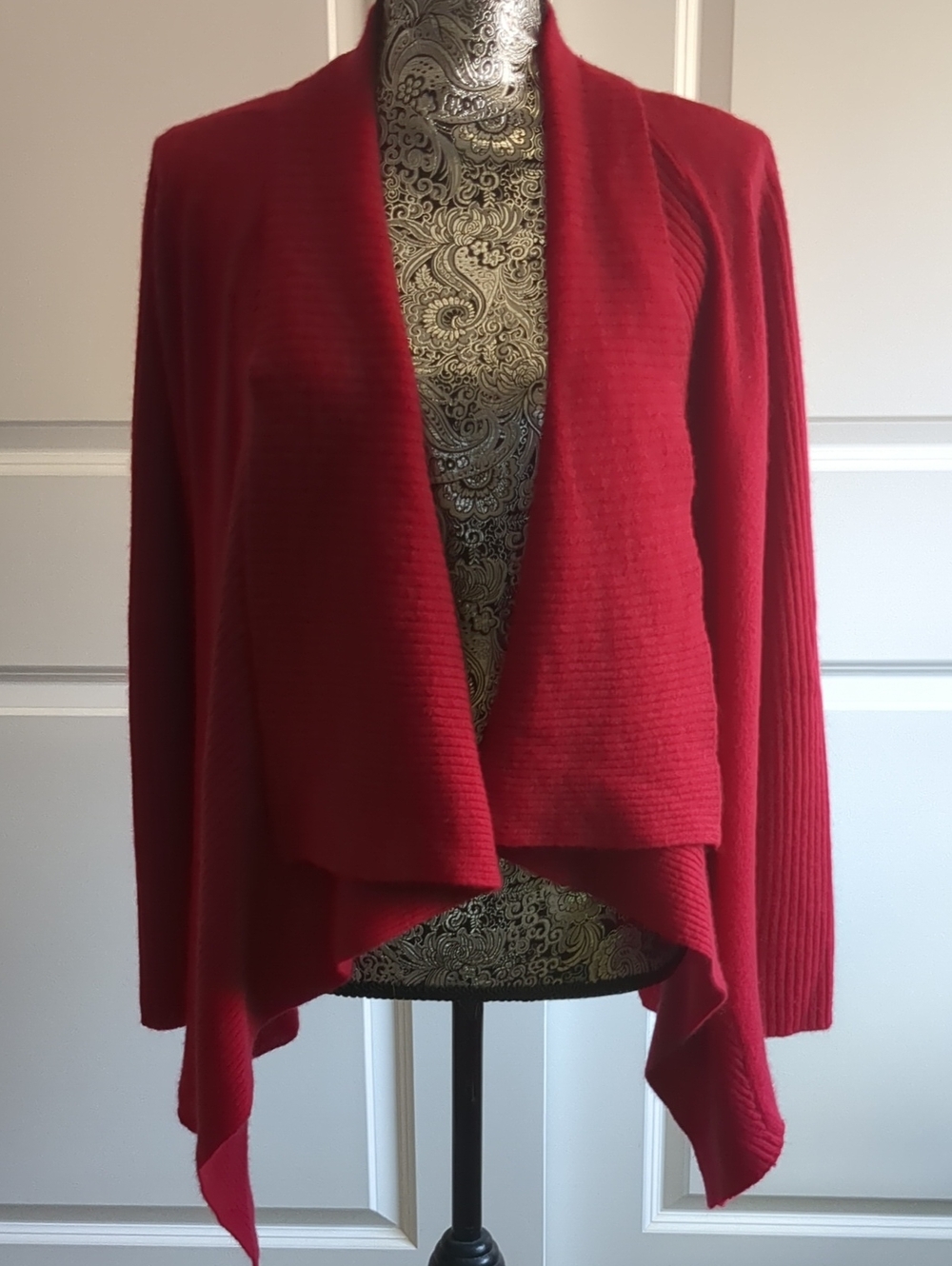 Cynthia Rowley Red Cashmere Open Cardigan,L